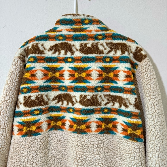 Simply Southern Quarter Zip Sherpa Cream Pullover Bear Southwest Print - Picture 7 of 9